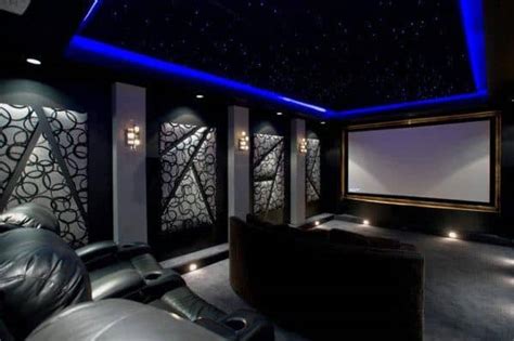 Top 40 Best Home Theater Lighting Ideas - Illuminated Ceilings and Walls