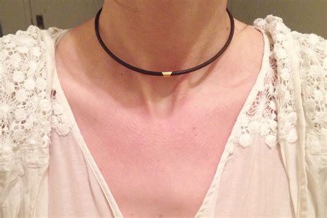 Simple Leather Choker Round Natural Leather Cord Choker with