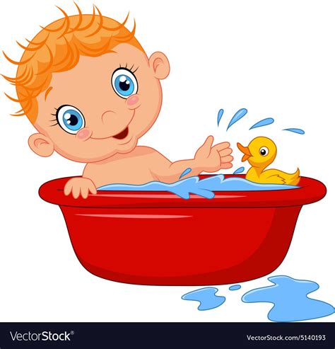 Cartoon baby in a bubble bath splashing water Vector Image