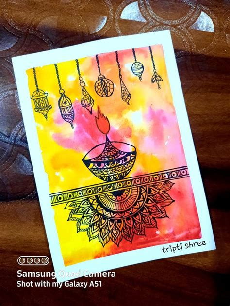 Happy diwali | Easy mandala drawing, Diwali painting, Book art diy