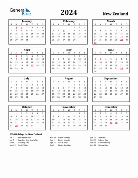 Free Printable Calendar 2024 Nz With Public Holidays - 2024 CALENDAR ...