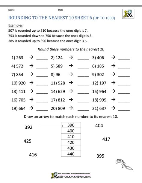 Rounding Worksheets to the nearest 10