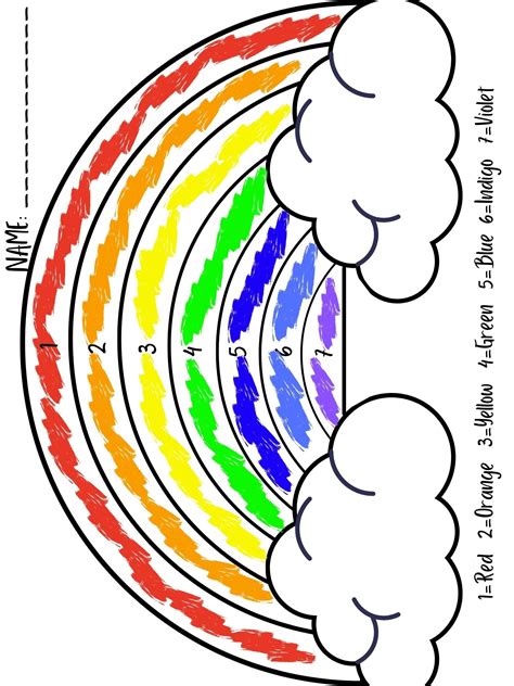 Color by Number Rainbow Worksheet /rainbow / Learn Your Colors/ PRINTABLE - Etsy