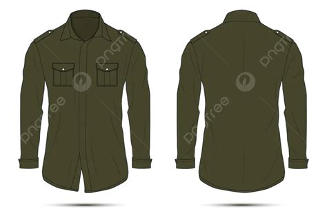 Army Green Outdoor Shirt Mockup Front And Back View Vector, Shirt Mockups, Pdh Clothes, Front ...