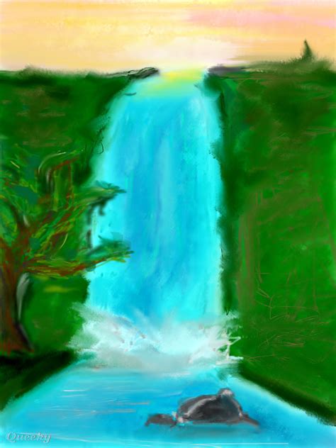 Waterfall ← an abstract Speedpaint drawing by Allyanaraniel - Queeky ...