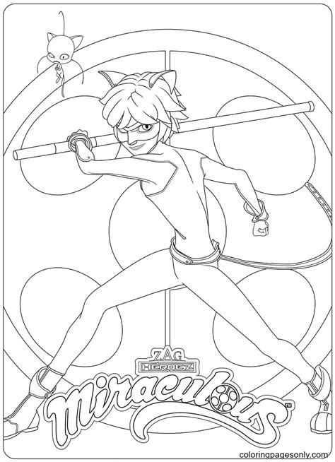 Cat Noir Miraculous Ladybug Coloring Page - Free Printable Coloring Pages