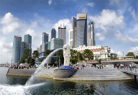 HD wallpaper: Merlion Park, Singapore, fountain, skyscrapers, night, cityscape | Wallpaper Flare