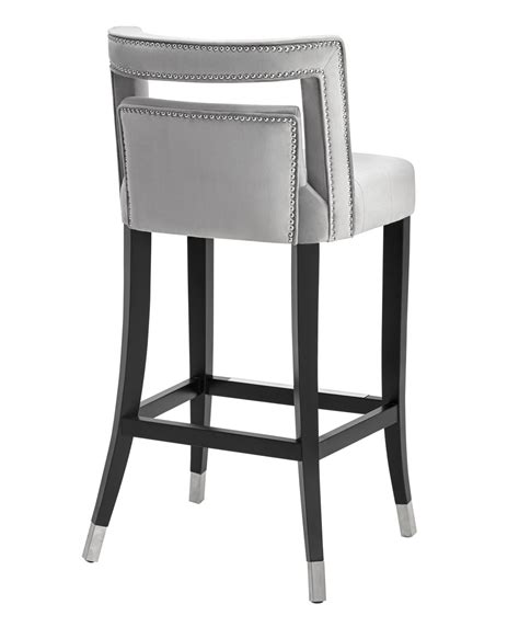 Hart Grey Velvet Stool by TOV Furniture | Furnitureland South | The World's Largest Furniture Store