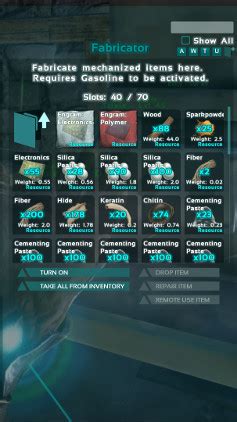 Crafting Using The Fabricator - Ark: Survival Evolved