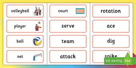 Volleyball Word Cards (teacher made) - Twinkl