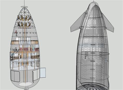 Speculative internal layout of SpaceX Starship by Michel Lamontagne | human Mars