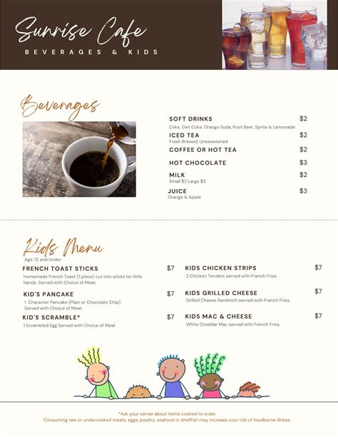 Menu | Sunrise Cafe