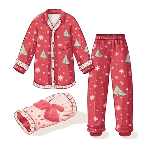 Christmas Pajama, Sticker Clipart Vector Christmas Pajamas Set Cartoon ...