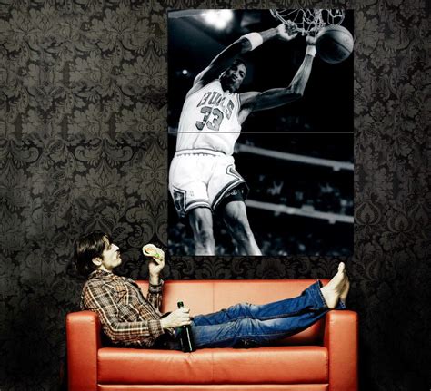 Scottie Pippen Dunk BW Chicago Bulls NBA Basketball Huge 47x35 POSTER