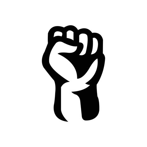 Silhouette raised fist hand clenched protest punch vector icon logo ...