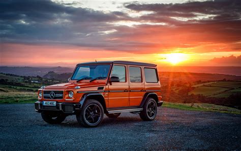 Download wallpapers Mercedes-AMG G63, 4k, sunset, 2019 cars, orange Gelendvagen, Mercedes G ...