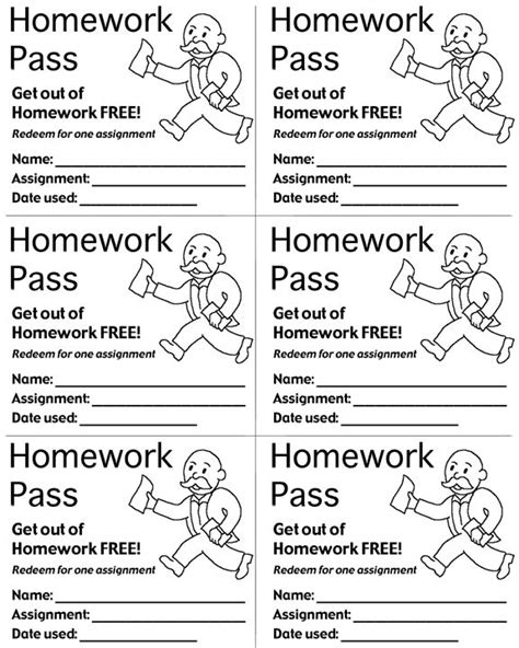 Homework Pass Printable | Stephenson