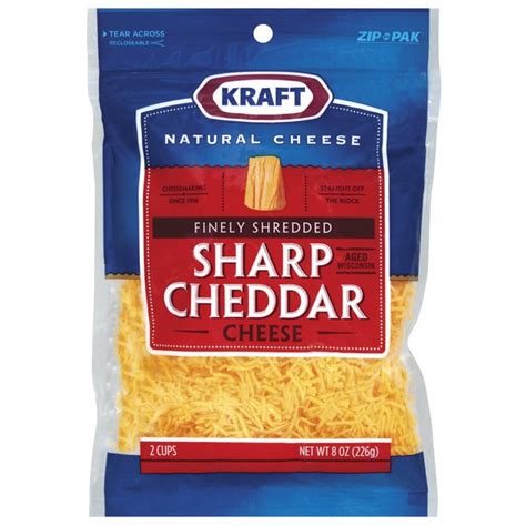 Kraft Sharp Cheddar Finely Shredded Aged Wisconsin Shredded Cheese (8 oz) - Instacart