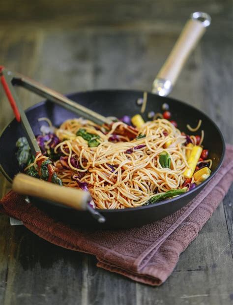 Stir Fried Spaghetti with Organic Vegetables Stock Photo - Image of couple, dish: 130140662