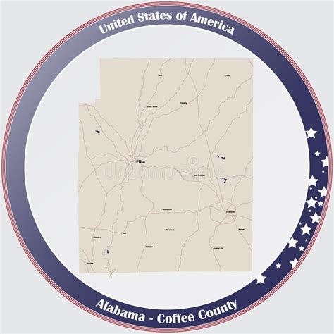 Map of Coffee County in Alabama Stock Vector - Illustration of nation ...