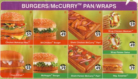 Indian McDonalds Menu | Veg items have green labels, non-veg… | Flickr