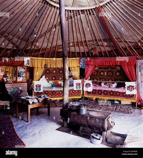 kazakh ger interior Stock Photo - Alamy