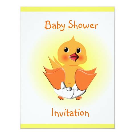 Cute Yellow Duck Baby Shower Card | Zazzle