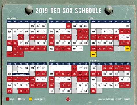 Red Sox 2019 Schedule Highlights – RSNStats