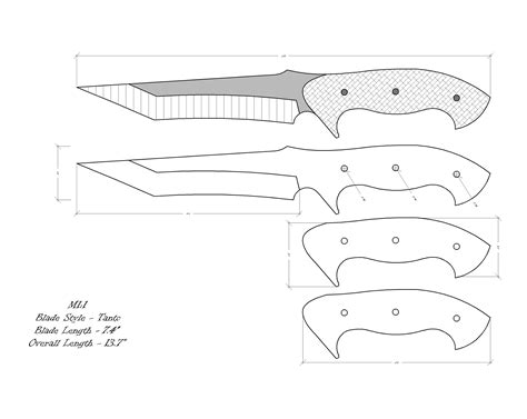 Knife Drawing/knife Sketch/knife Templates Printable/custom Knife/ Knife Making Plans/knife ...