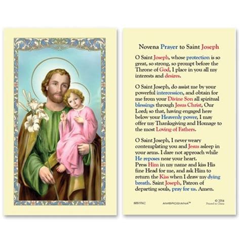 St. Joseph Prayer Card | Novena Prayer to St. Joseph (With images) | St joseph prayer, Novena ...