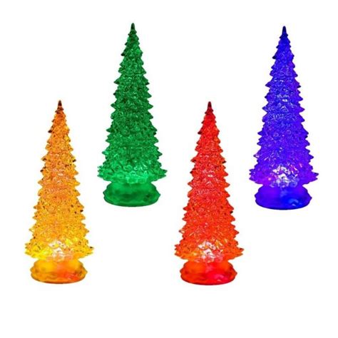 Lot de 4 petits sapins de Noël lumineux multicolores : achat à prix pas cher