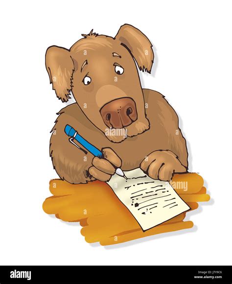 write wrote writing writes pet dog illustration poem letter cartoon ...