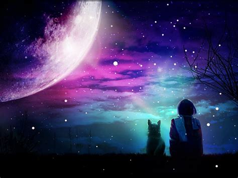 Earth moon with purple light illustration, artwork, digital art • For ...