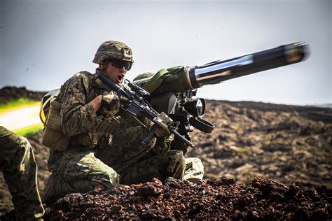 Marines fire a Javelin missile during Exercise Bougainville II at Pohakuloa Training Area ...