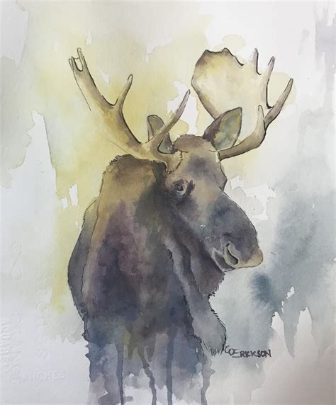 Little Moose painting. 8x10 : Watercolor