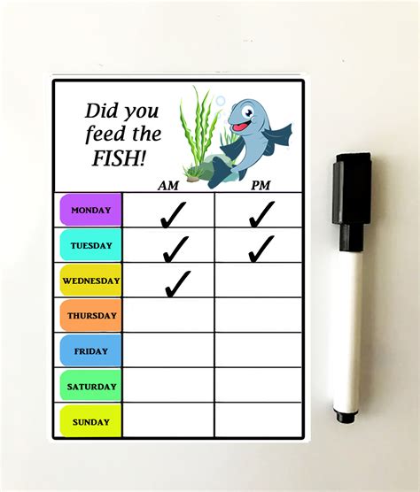 Fish Feeding Chart – Unique Dry Wipe Flexible Magnet with Magnetic ...