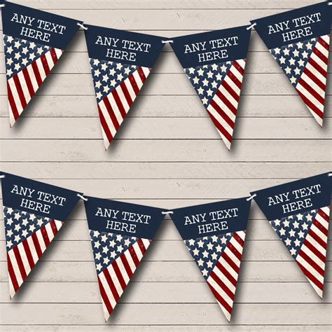 USA American Flag Vintage 4th July Personalised Carnival Bunting - The Card Zoo