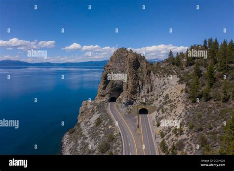 CAVE ROCK, NEVADA, UNITED STATES - May 01, 2020: A traffic tunnel ...