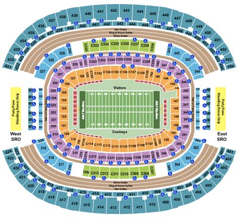 Dallas Cowboys Seating Chart | AT&T Stadium | ProFootballTickets.com