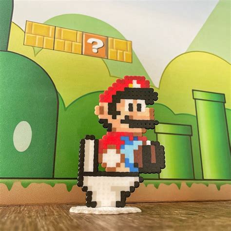 Toilet Mario Standing Character Video Game Decor Retro Gaming 8 Bit Art Mario Party Decorations ...