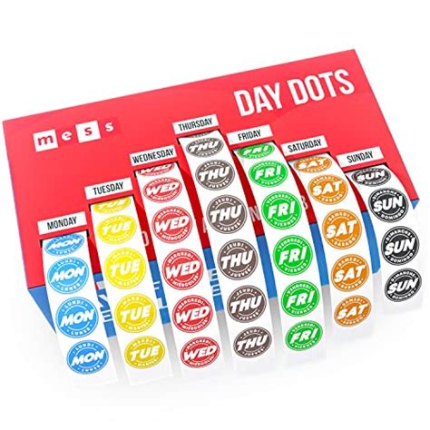 MESS Days of The Week Stickers - Day Dots Food Labels (3/4" 7000/Box ...