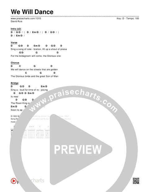 We Will Dance Chords PDF (David Ruis) - PraiseCharts