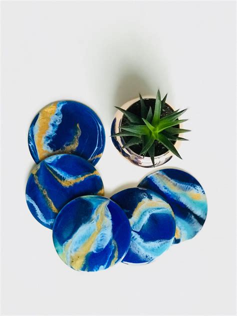 Coasters Set of Round Unique Handmade Resin Art Coasters - Etsy Canada