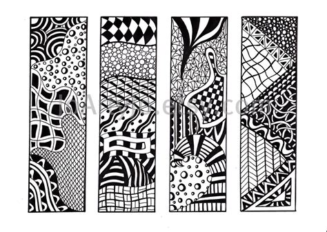 Printable Bookmarks Zendoodle Bookmarks Black and by JoArtyJo