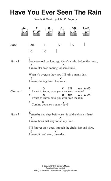 Have You Ever Seen The Rain by Creedence Clearwater Revival - Guitar Chords/Lyrics - Guitar ...