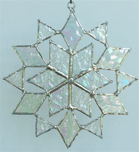 stained glass snowflake suncatcher design 6B