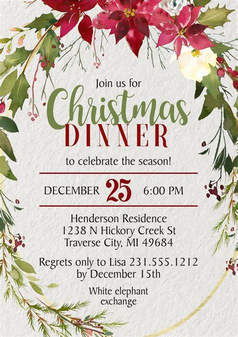 Holly Christmas Invitations Templates - Announce It! | Christmas ...