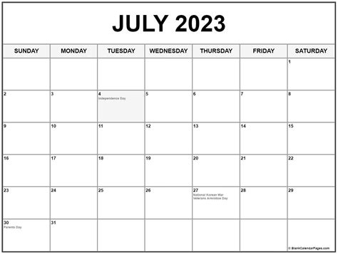 Calendario 2023 Estados Unidos