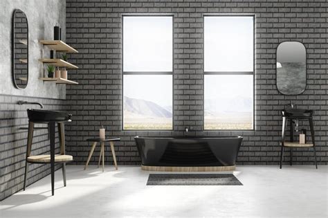 Premium Photo | Contemporary black brick bathroom