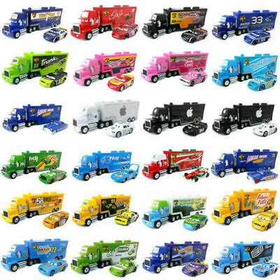 DISNEY PIXAR CARS Lightning McQueen Mack Hauler Truck & Car Set Model ...